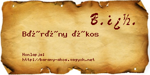 Bárány Ákos névjegykártya